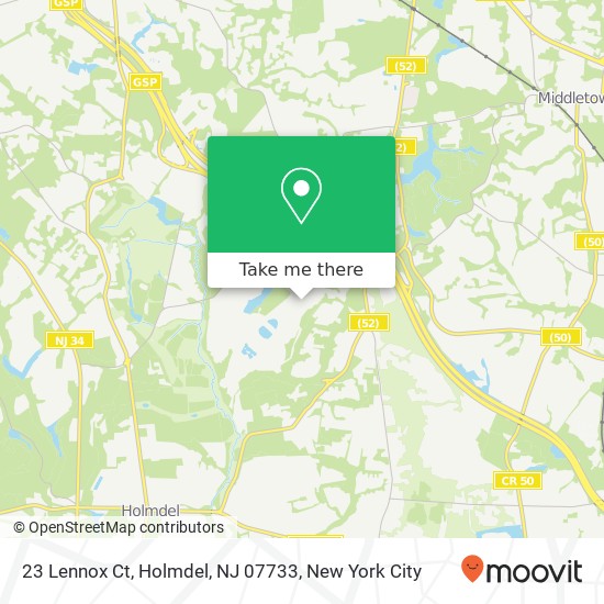 Mapa de 23 Lennox Ct, Holmdel, NJ 07733