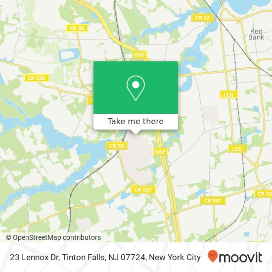 Mapa de 23 Lennox Dr, Tinton Falls, NJ 07724