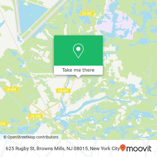 Mapa de 625 Rugby St, Browns Mills, NJ 08015