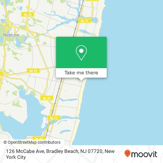 Mapa de 126 McCabe Ave, Bradley Beach, NJ 07720