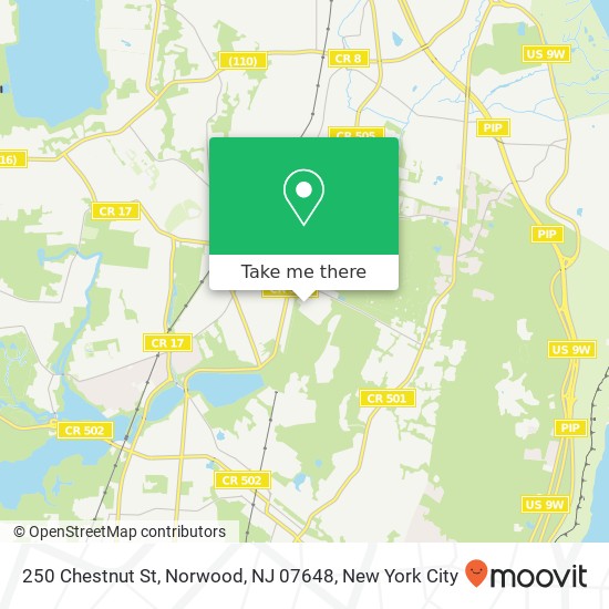 Mapa de 250 Chestnut St, Norwood, NJ 07648