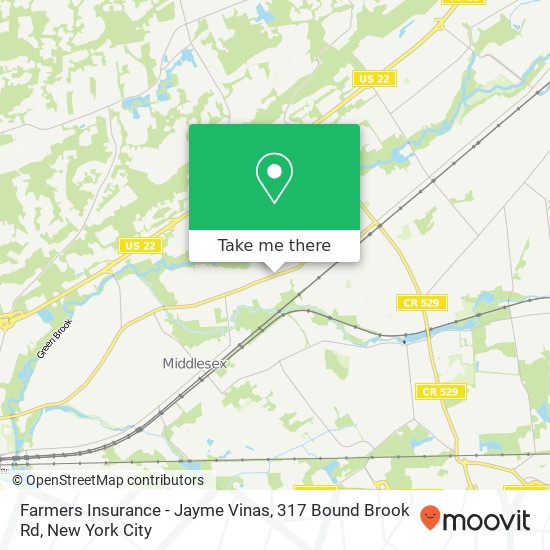 Mapa de Farmers Insurance - Jayme Vinas, 317 Bound Brook Rd