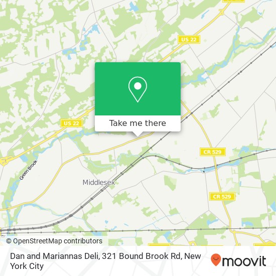 Mapa de Dan and Mariannas Deli, 321 Bound Brook Rd