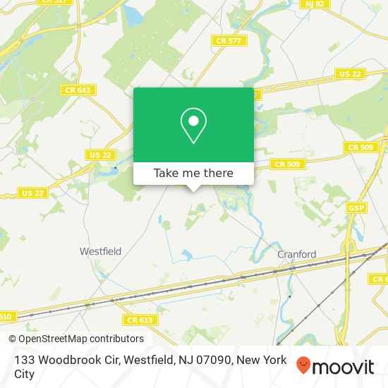 Mapa de 133 Woodbrook Cir, Westfield, NJ 07090