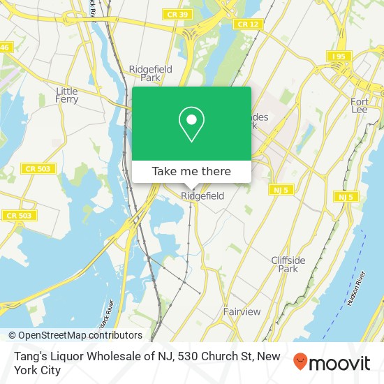 Mapa de Tang's Liquor Wholesale of NJ, 530 Church St