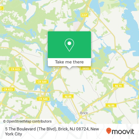 Mapa de 5 The Boulevard (The Blvd), Brick, NJ 08724