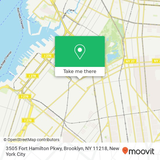 Mapa de 3505 Fort Hamilton Pkwy, Brooklyn, NY 11218