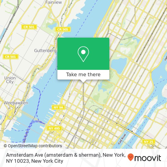 Amsterdam Ave (amsterdam & sherman), New York, NY 10023 map