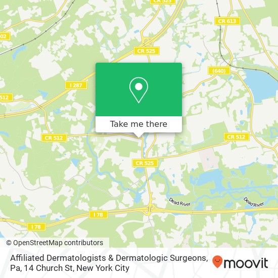 Mapa de Affiliated Dermatologists & Dermatologic Surgeons, Pa, 14 Church St