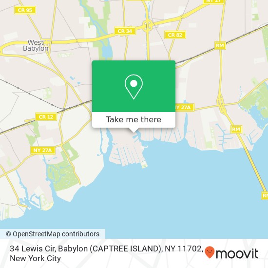 34 Lewis Cir, Babylon (CAPTREE ISLAND), NY 11702 map