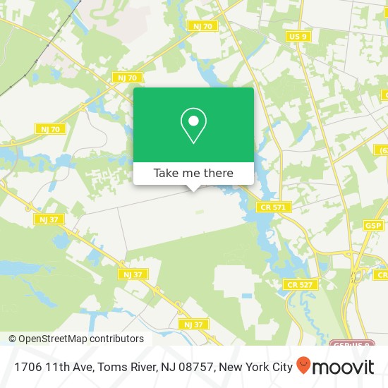 Mapa de 1706 11th Ave, Toms River, NJ 08757