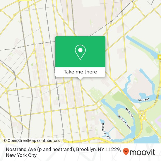 Mapa de Nostrand Ave (p and nostrand), Brooklyn, NY 11229