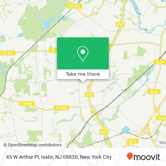 Mapa de 45 W Arthur Pl, Iselin, NJ 08830