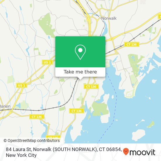 Mapa de 84 Laura St, Norwalk (SOUTH NORWALK), CT 06854