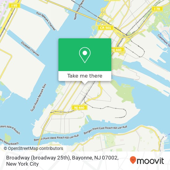 Mapa de Broadway (broadway 25th), Bayonne, NJ 07002