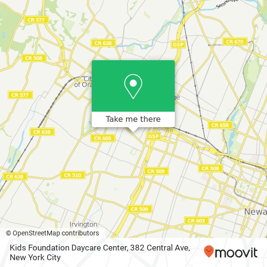 Mapa de Kids Foundation Daycare Center, 382 Central Ave
