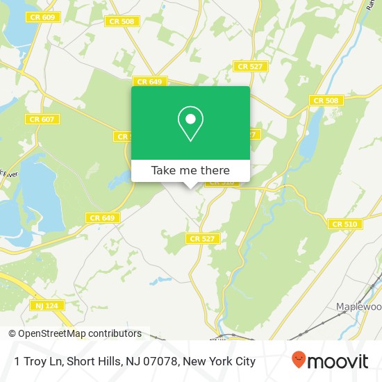 Mapa de 1 Troy Ln, Short Hills, NJ 07078