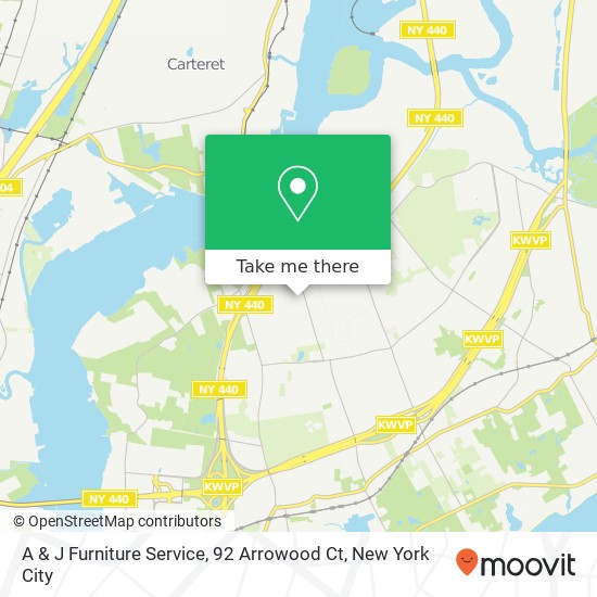 Mapa de A & J Furniture Service, 92 Arrowood Ct