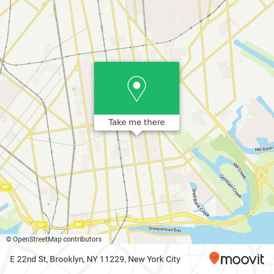 Mapa de E 22nd St, Brooklyn, NY 11229