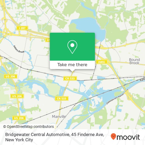 Bridgewater Central Automotive, 45 Finderne Ave map