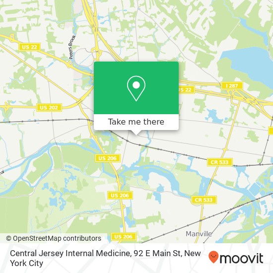 Mapa de Central Jersey Internal Medicine, 92 E Main St