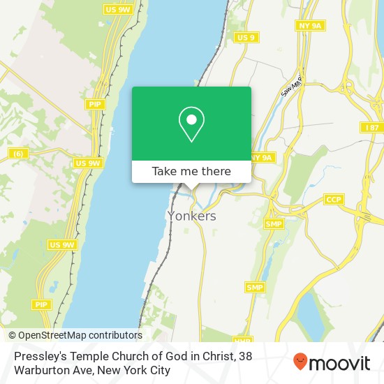 Mapa de Pressley's Temple Church of God in Christ, 38 Warburton Ave