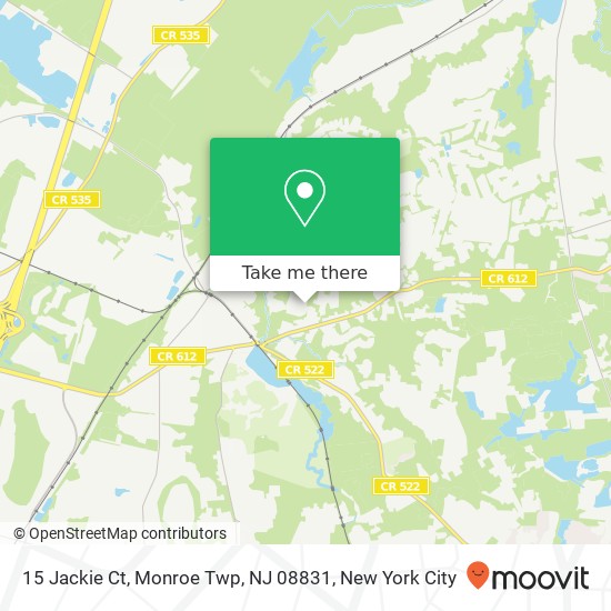 Mapa de 15 Jackie Ct, Monroe Twp, NJ 08831