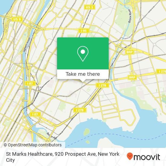 Mapa de St Marks Healthcare, 920 Prospect Ave