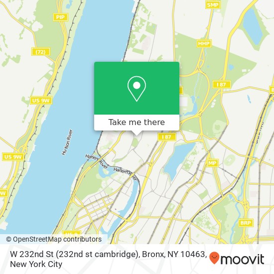 Mapa de W 232nd St (232nd st cambridge), Bronx, NY 10463