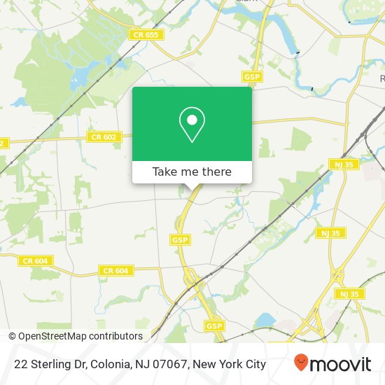Mapa de 22 Sterling Dr, Colonia, NJ 07067