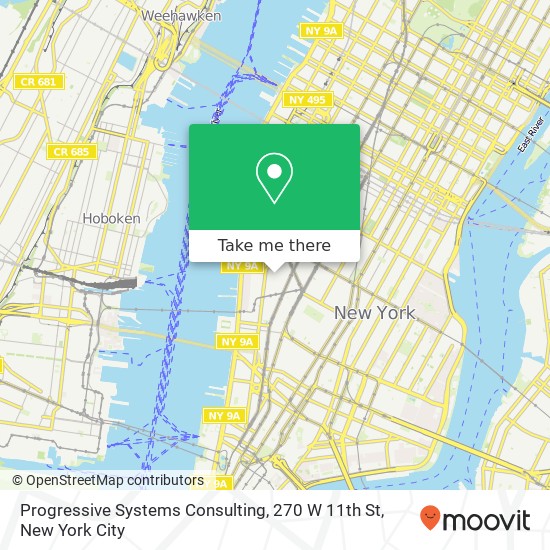 Mapa de Progressive Systems Consulting, 270 W 11th St