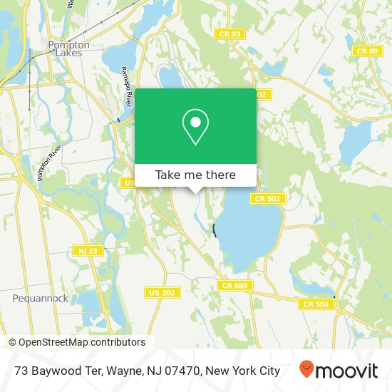 Mapa de 73 Baywood Ter, Wayne, NJ 07470
