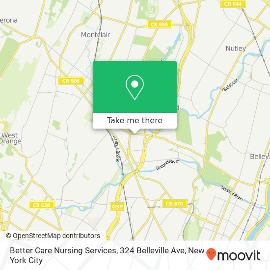 Better Care Nursing Services, 324 Belleville Ave map