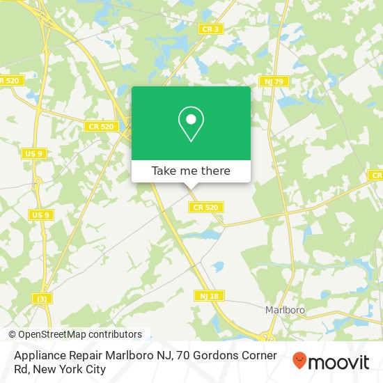 Appliance Repair Marlboro NJ, 70 Gordons Corner Rd map