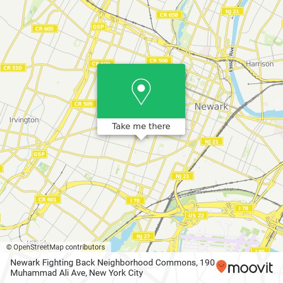 Newark Fighting Back Neighborhood Commons, 190 Muhammad Ali Ave map