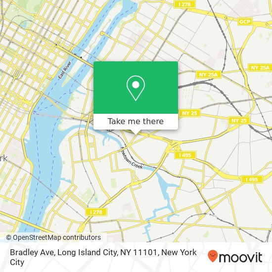 Mapa de Bradley Ave, Long Island City, NY 11101