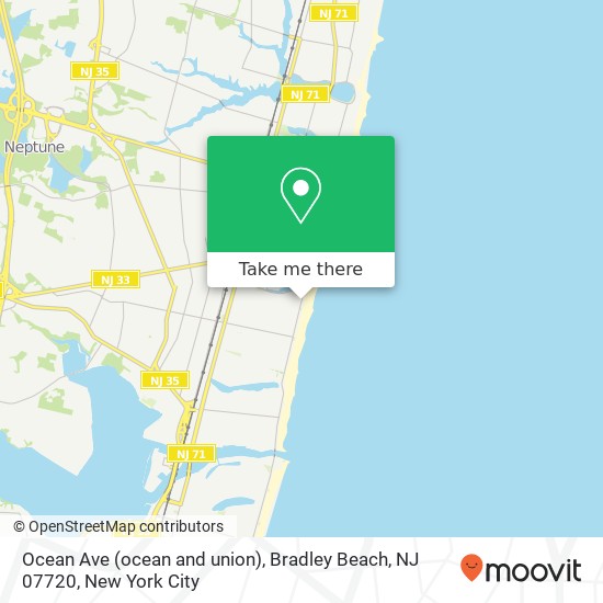 Mapa de Ocean Ave (ocean and union), Bradley Beach, NJ 07720