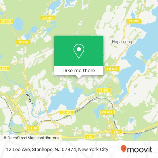 Mapa de 12 Leo Ave, Stanhope, NJ 07874