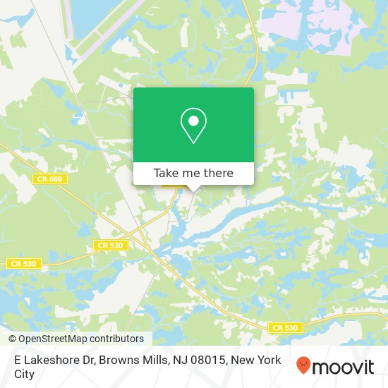 Mapa de E Lakeshore Dr, Browns Mills, NJ 08015