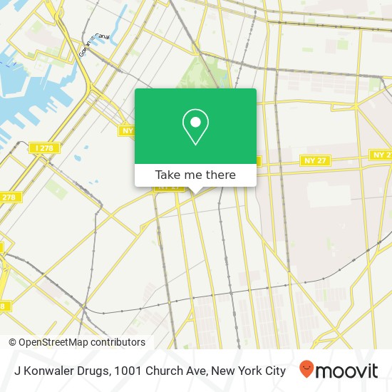 Mapa de J Konwaler Drugs, 1001 Church Ave
