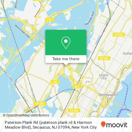 Mapa de Paterson Plank Rd (paterson plank rd & Harmon Meadow Blvd), Secaucus, NJ 07094
