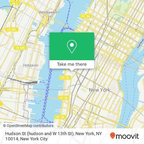 Hudson St (hudson and W 13th St), New York, NY 10014 map