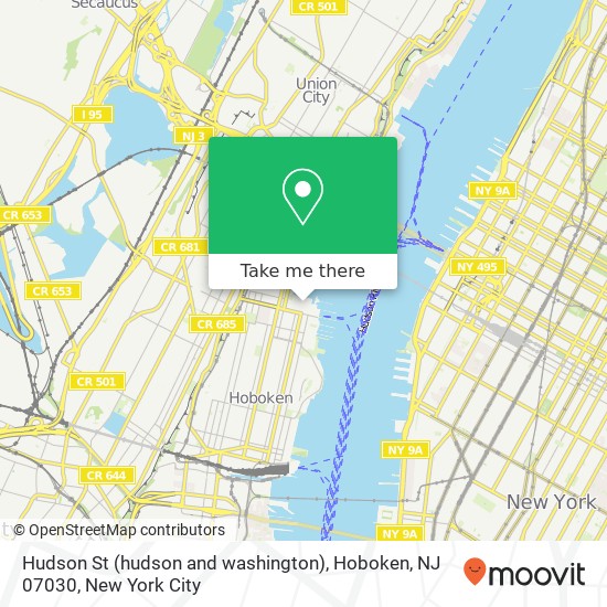 Mapa de Hudson St (hudson and washington), Hoboken, NJ 07030