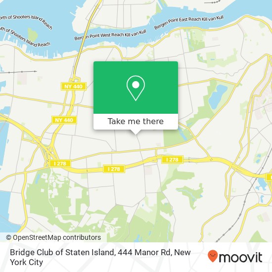 Mapa de Bridge Club of Staten Island, 444 Manor Rd