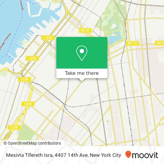 Mapa de Mesivta Tifereth Isra, 4407 14th Ave