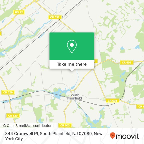 Mapa de 344 Cromwell Pl, South Plainfield, NJ 07080