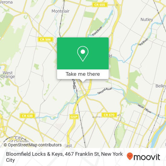 Mapa de Bloomfield Locks & Keys, 467 Franklin St