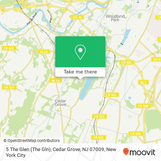 Mapa de 5 The Glen (The Gln), Cedar Grove, NJ 07009