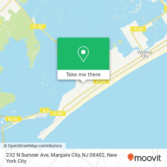 Mapa de 232 N Sumner Ave, Margate City, NJ 08402