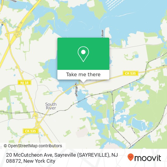 Mapa de 20 McCutcheon Ave, Sayreville (SAYREVILLE), NJ 08872